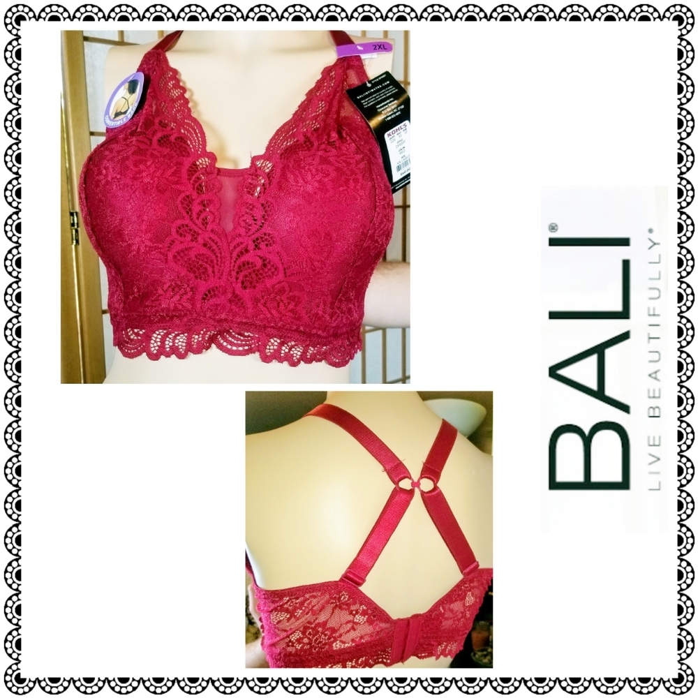 {Bali) Comfort Flex Fit wireless bra red lace, XXL